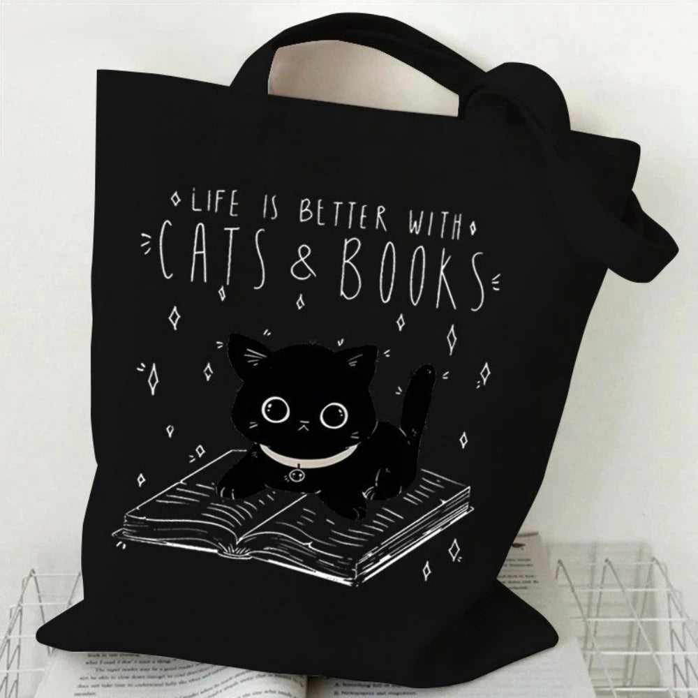Tote Bag "Chats & Livres" — Sac en Toile pour Lecteurs