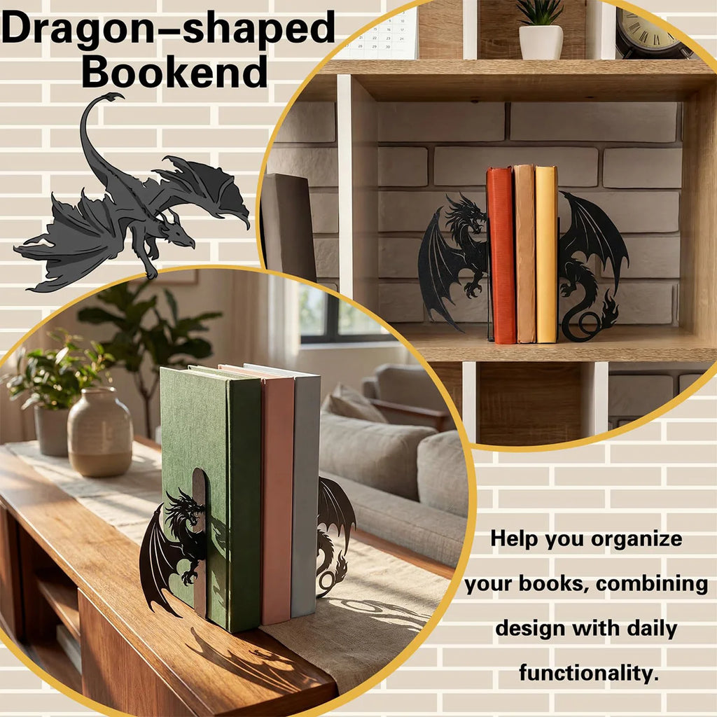 Serre-Livre Dragon en Fer Forgé — Décoration Fantasy