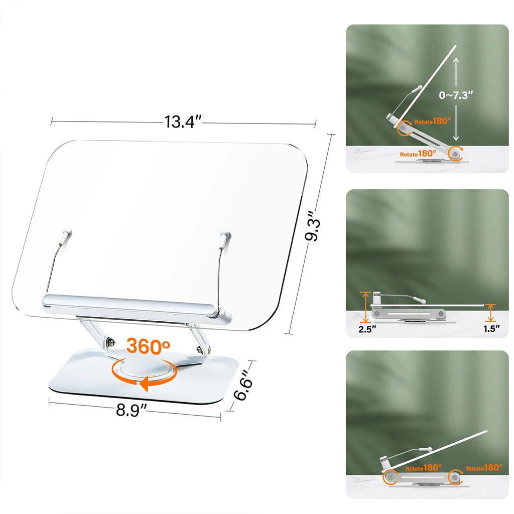 Lutrin de Lecture Rotatif 360° — Support Livre Réglable