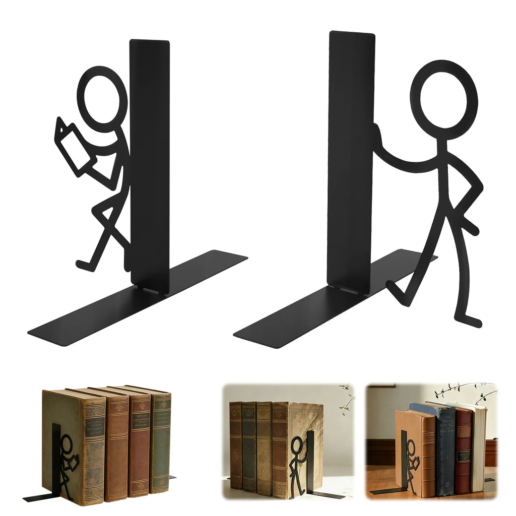 Serre-Livres Décoratifs Métal — Lot de 2