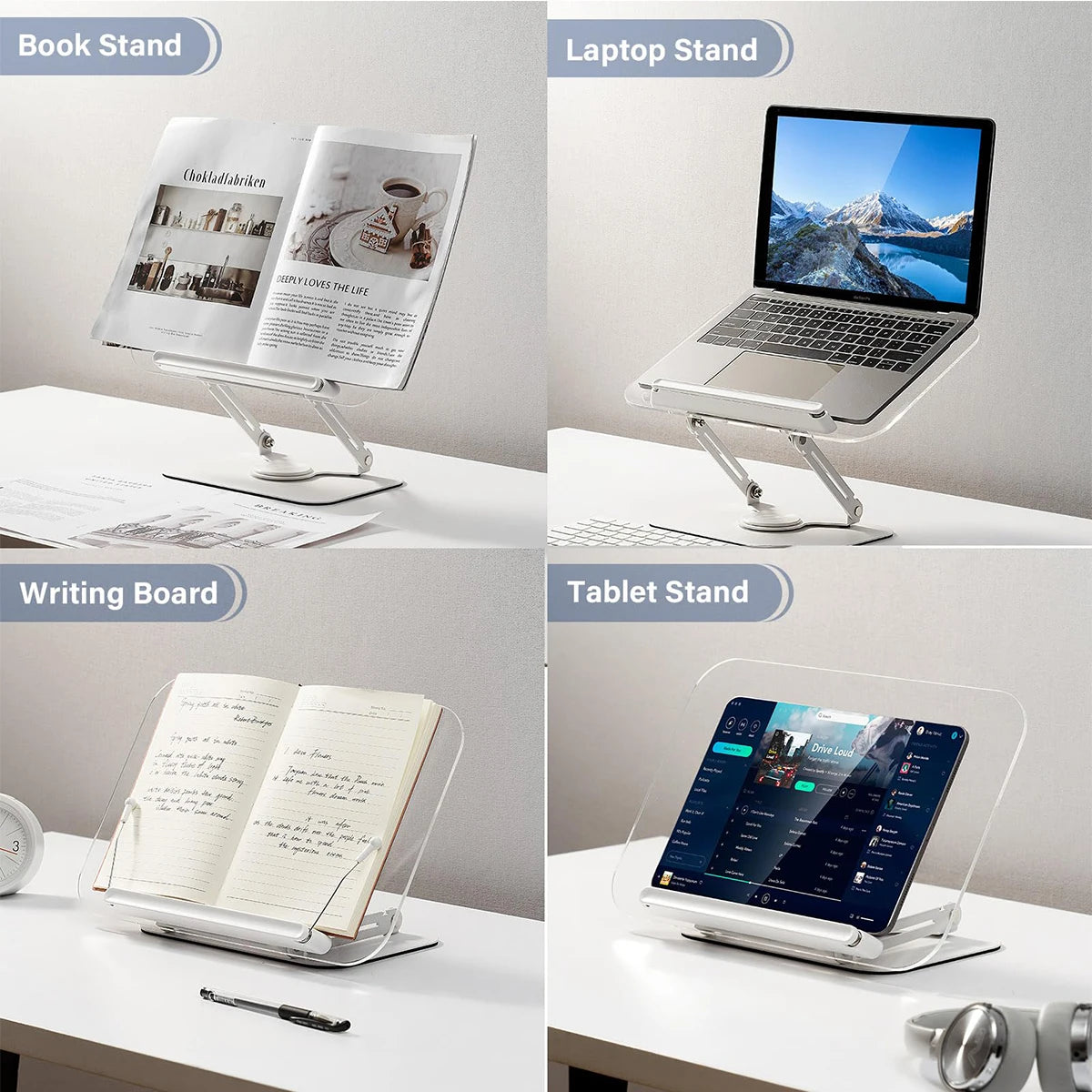 Lutrin de Lecture Rotatif 360° — Support Livre Réglable
