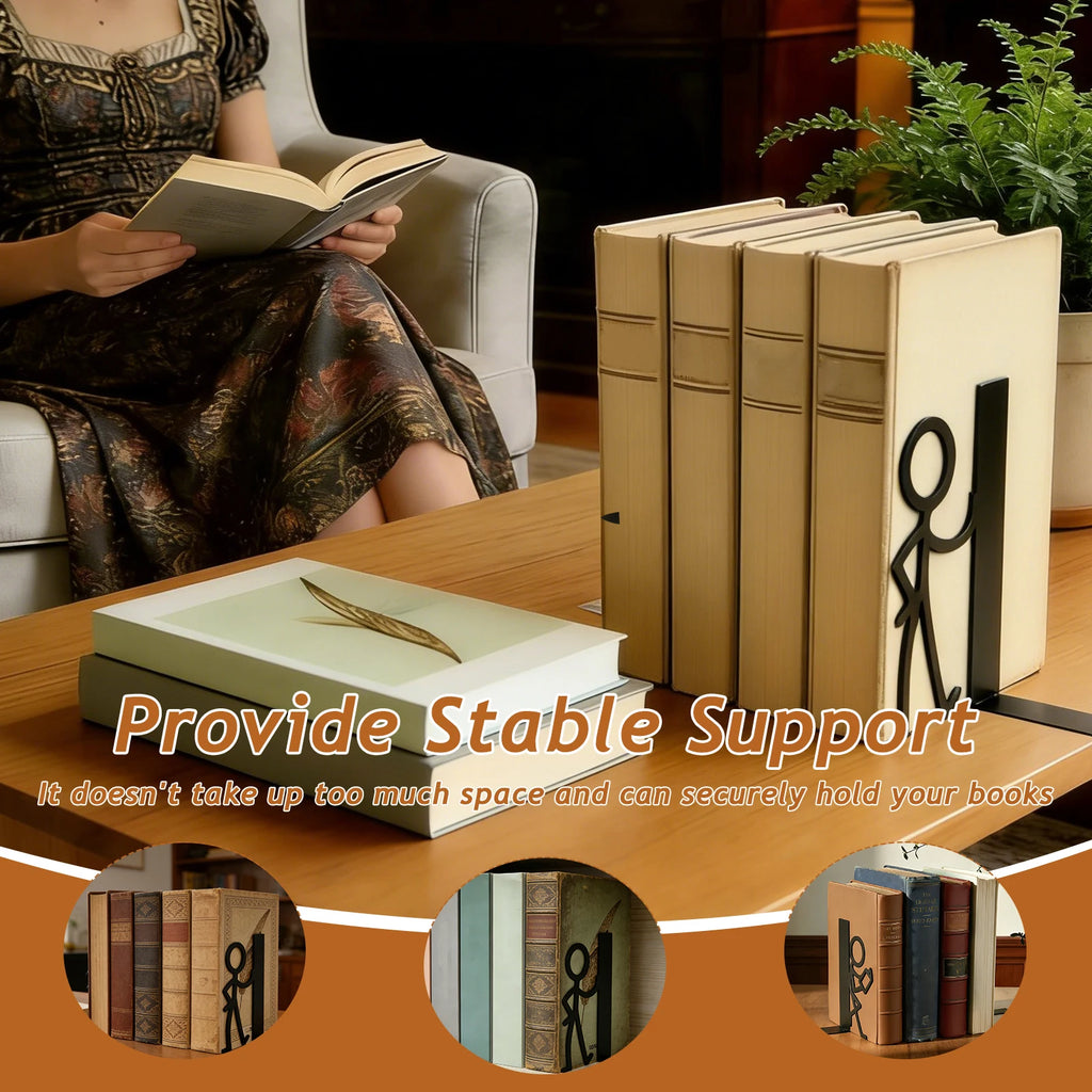 Serre-Livres Décoratifs Métal — Lot de 2