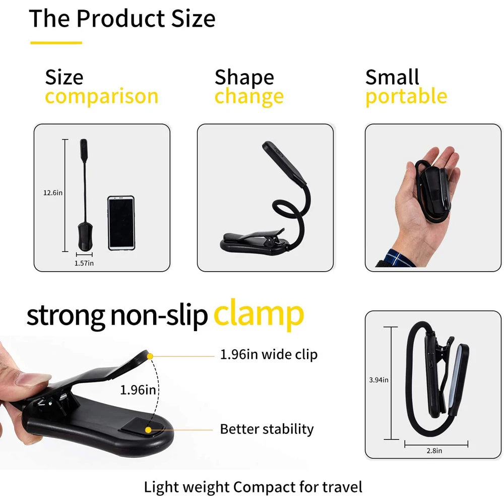 Lampe de Lecture Mini 7 LED — Compacte & Rechargeable