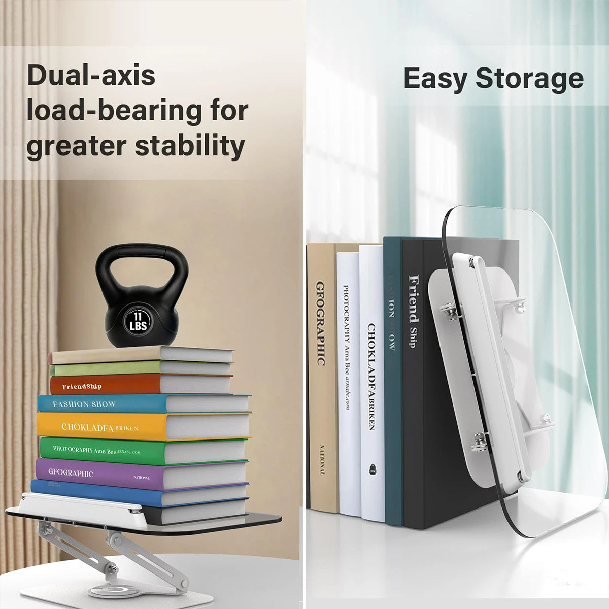 Lutrin de Lecture Rotatif 360° — Support Livre Réglable